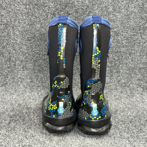 Bogs Classic Axel Boots Boys Sz 10 Black Blue Lime Waterproof Outdoor Rain Boot - Picture 6 of 14